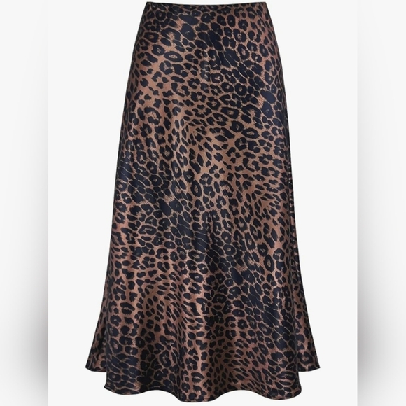 Satin High Waist Hidden Elasticized Waistband Flared A Line Skirt #838 - Picture 1 of 12